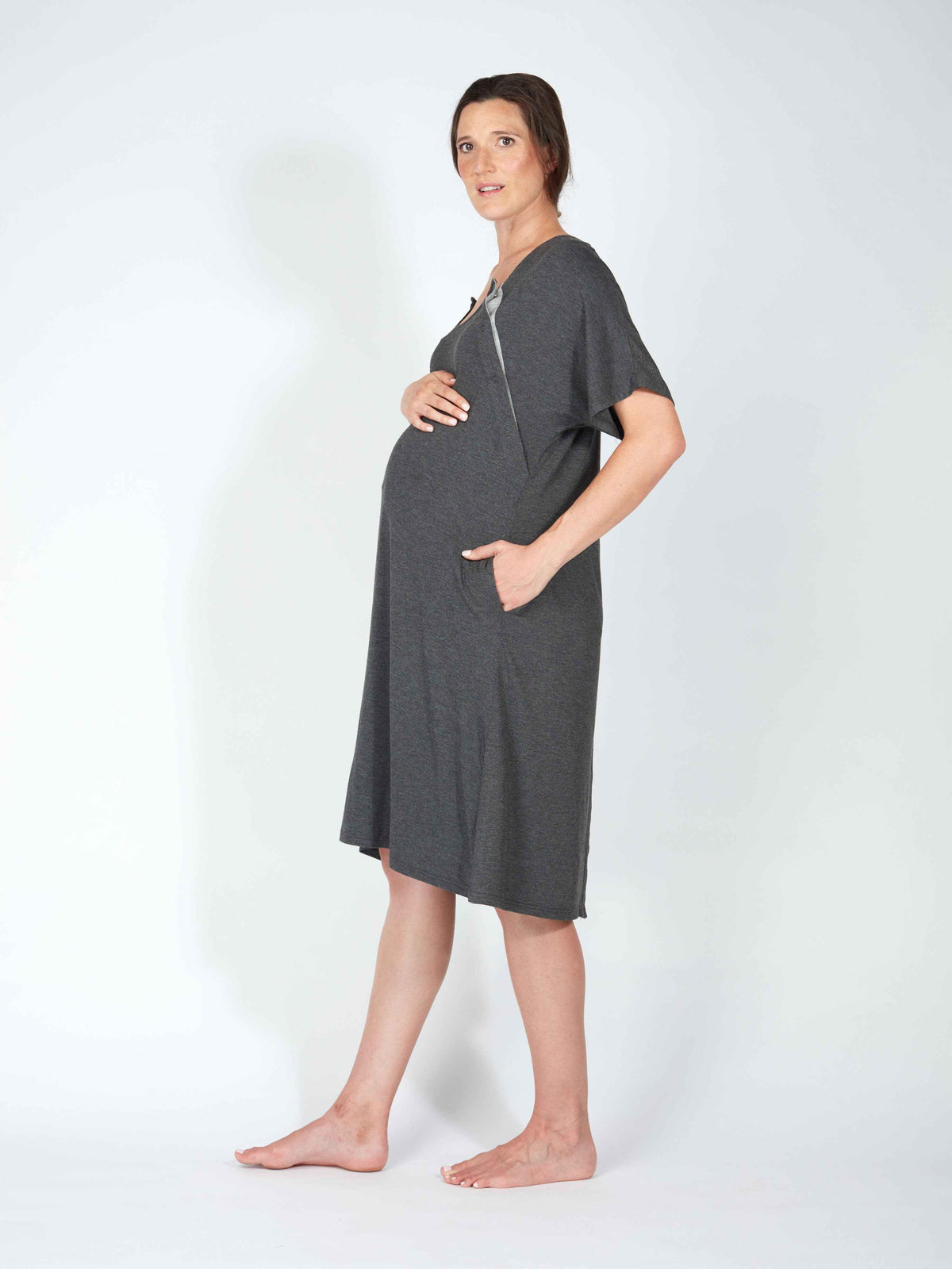Gown and socks on