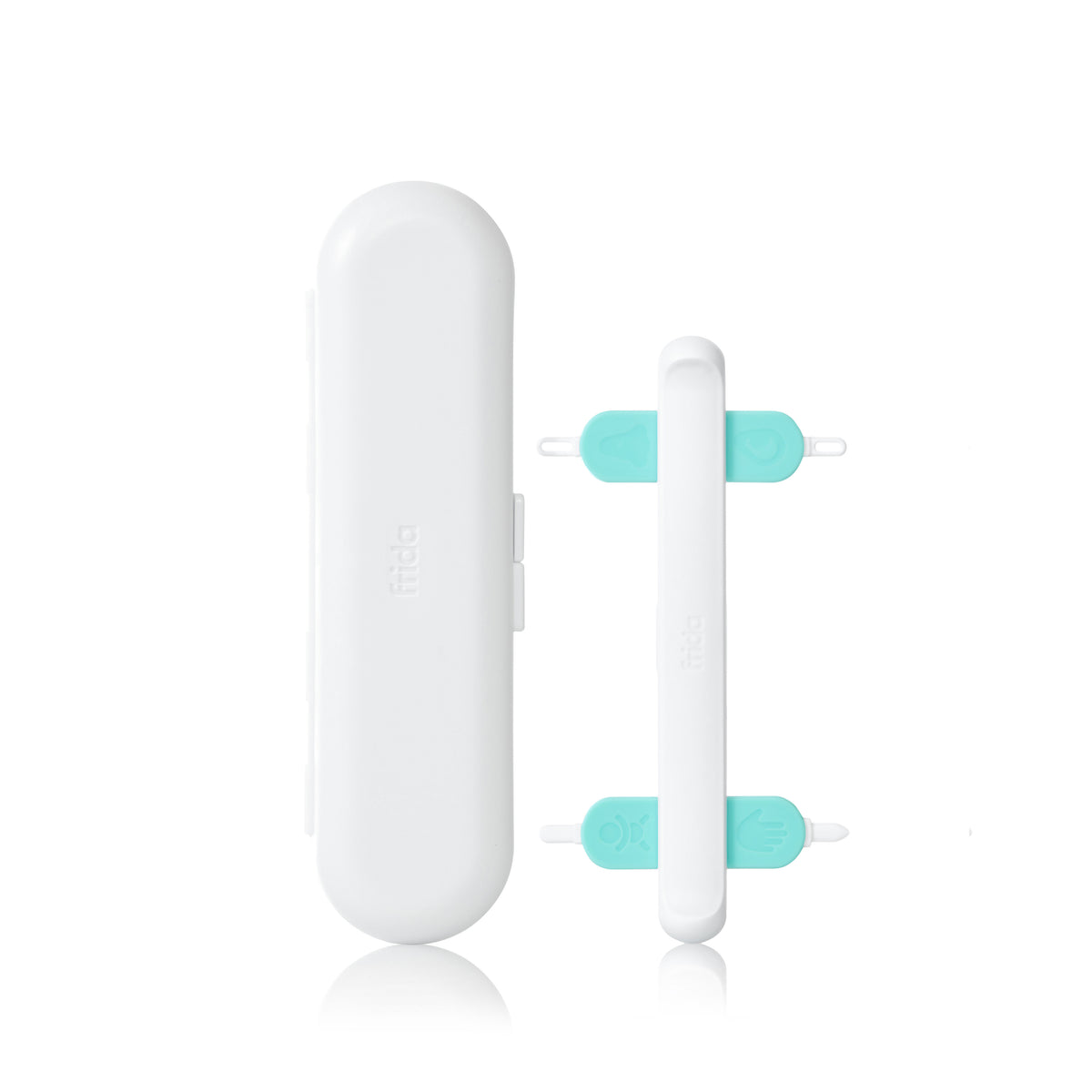 Frida Baby 3-in-1 nose, nail and ear picker showing the soft rubber tips